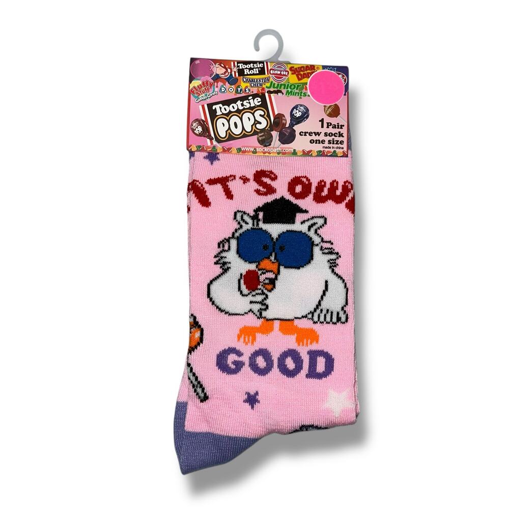 Tootsie Pops Unisex Candy Sucker Theme Novelty Crew Socks 80s 90s Retro Pink